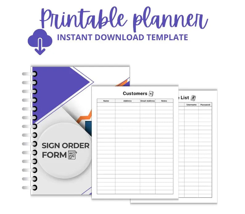 Sign Order Form Template, Editable PDF, Business Document, Custom Order Sheet, Print-at-Home Instant Download.