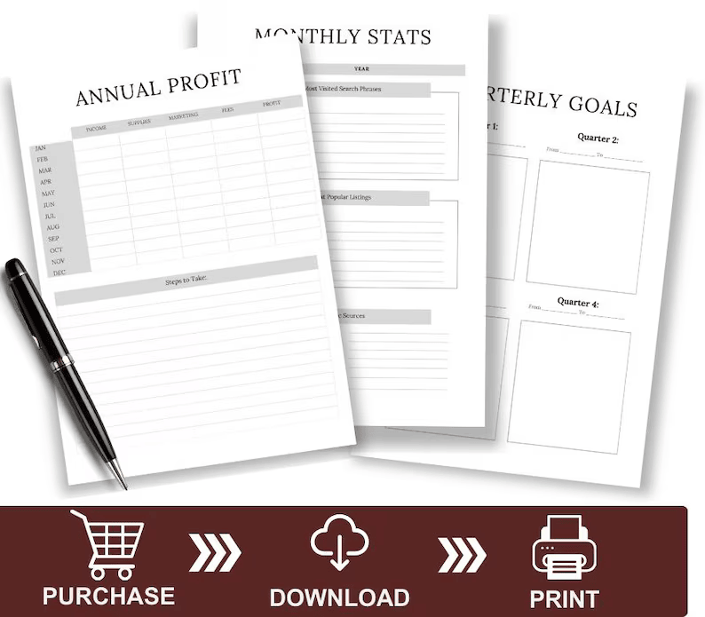 Etsy Shop Planner, Etsy Business Planner, Etsy Seller Planner, Etsy Shop Business Plan, Printable Etsy Seller Planner, Etsy Business Plan