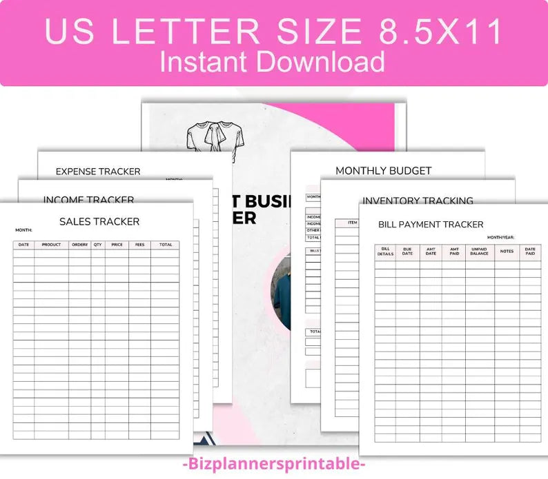 T Shirt Business Planner Small Business Planner Finance Client Project Tracker T-shirt Business Startup Guide Shirt Inventory Sales Planner