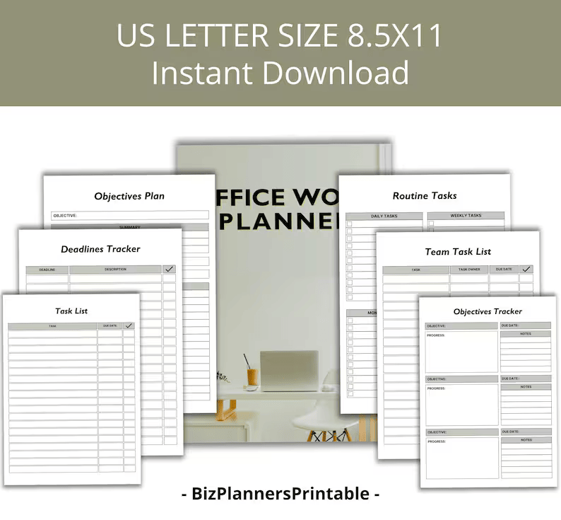 Printable Office Work Planner, Office Task Planner, Office Organizer, Work To Do List, Work Schedule, Employee Planner, Office Work Schedule