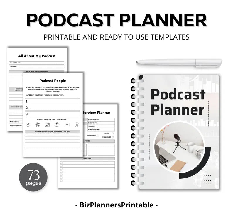 Printable Podcast Planner Template, Podcast Content Planning Worksheet, Printable Podcast Checklist, Podcast Planning Template Download