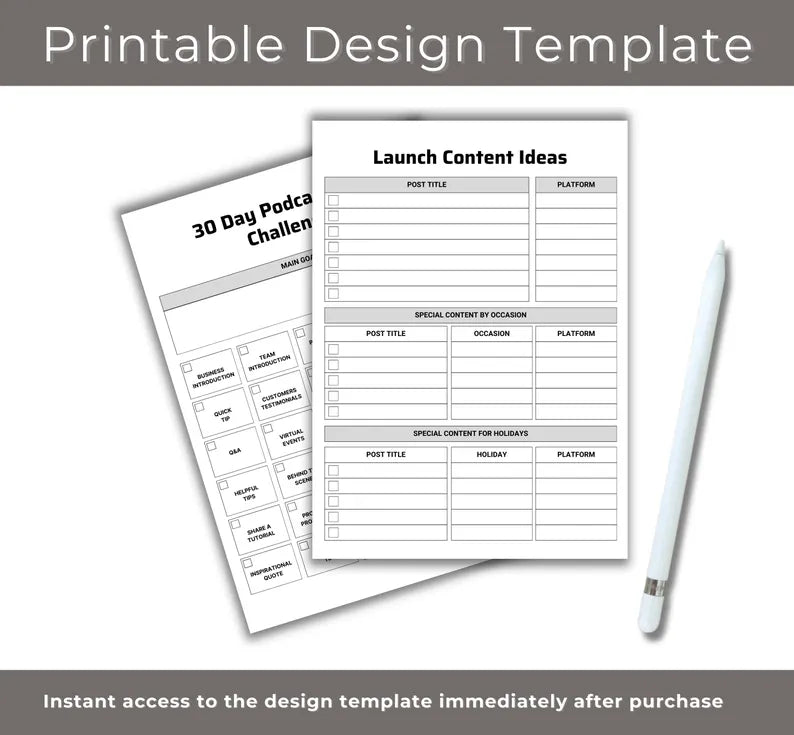 Printable Podcast Planner Template, Podcast Content Planning Worksheet, Printable Podcast Checklist, Podcast Planning Template Download