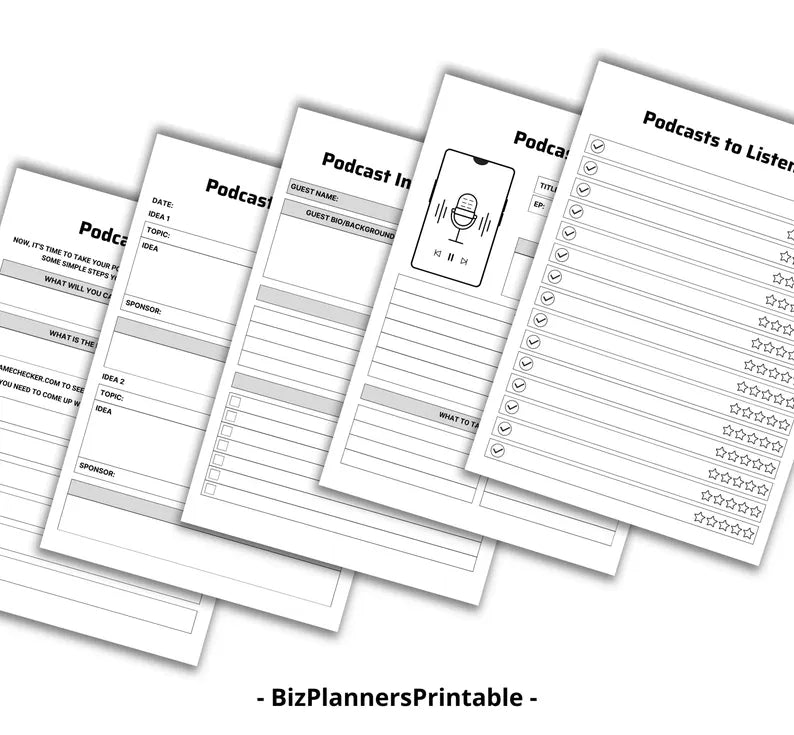 Printable Podcast Planner Template, Podcast Content Planning Worksheet, Printable Podcast Checklist, Podcast Planning Template Download
