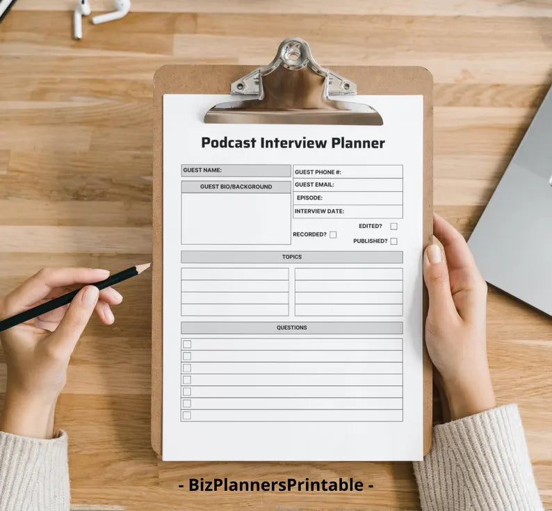 Printable Podcast Planner Template, Podcast Content Planning Worksheet, Printable Podcast Checklist, Podcast Planning Template Download