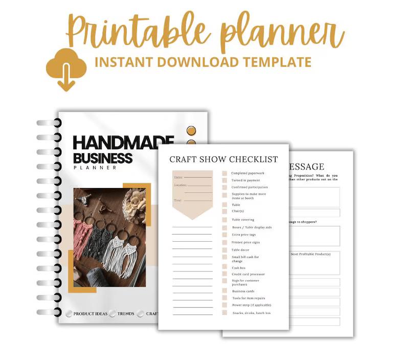 Handmade Business Planner, Printable Business Planner, Business Startup Guide, Business Checklist, Startup Checklist PDF, Invoice Tracker