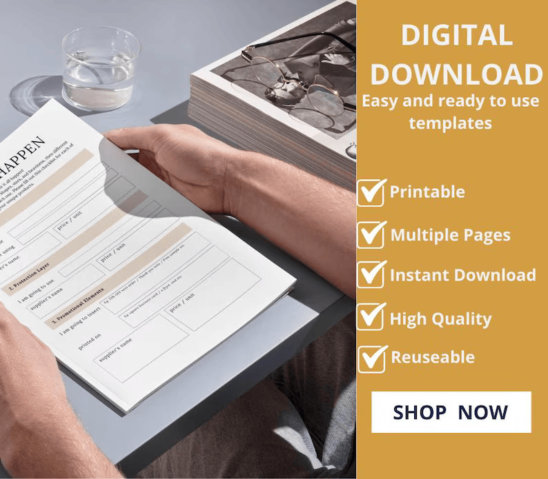 Handmade Business Planner, Printable Business Planner, Business Startup Guide, Business Checklist, Startup Checklist PDF, Invoice Tracker