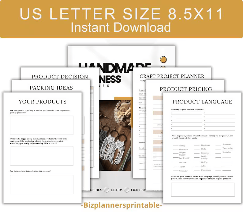 Handmade Business Planner, Printable Business Planner, Business Startup Guide, Business Checklist, Startup Checklist PDF, Invoice Tracker